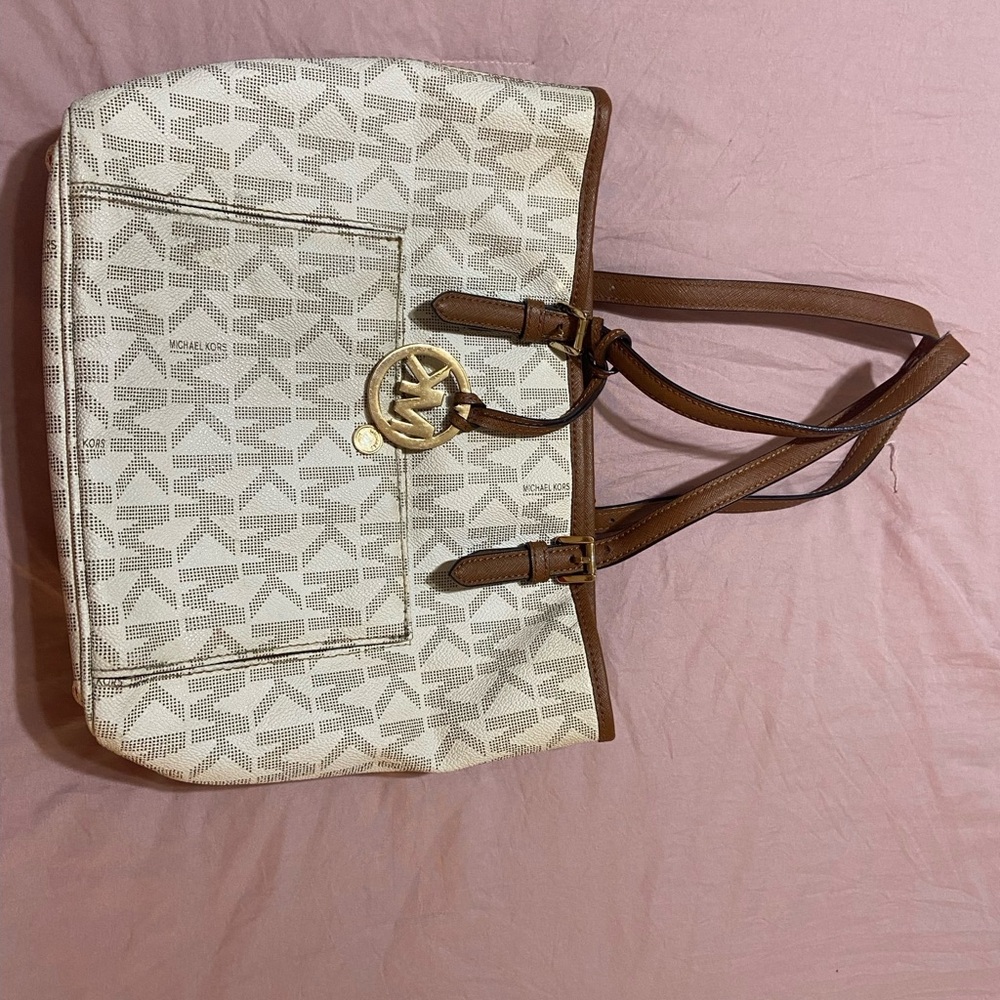 SOLD Michael Kors Tan and Brown Tote Bag